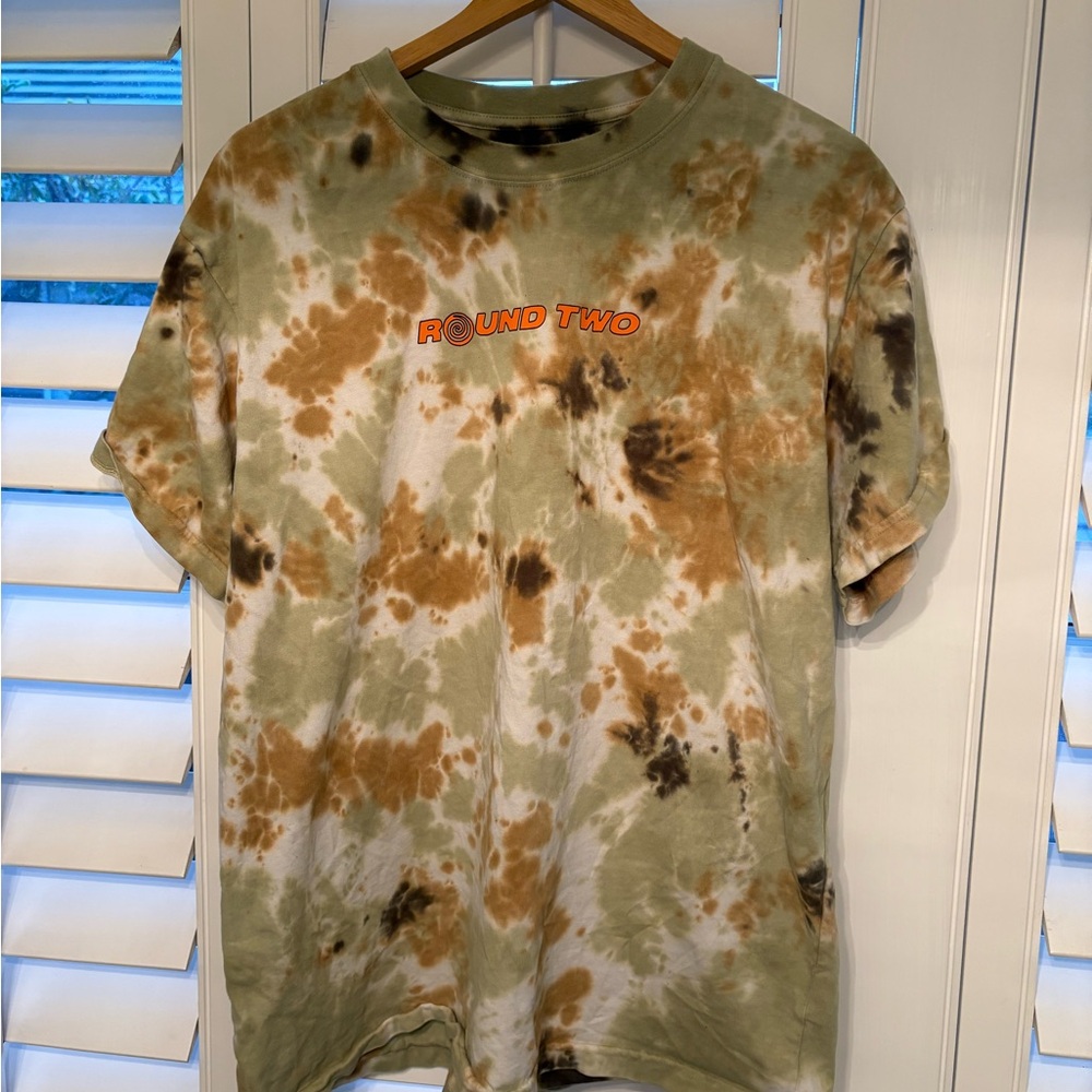 Round Teo Tie-Dye  Camo T-Shirt - Green and Brown